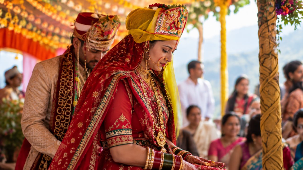 A traditional Uttarakhand wedding celebration representing Garhwali and Kumaoni matrimony on LaganMilan